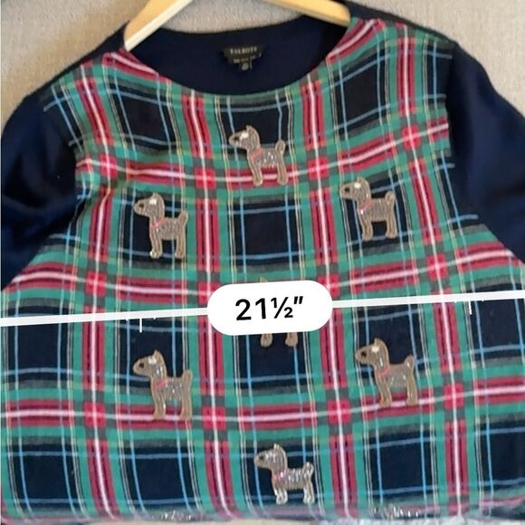 Talbots Merino Wool Tartan Plaid Rhinestone Embellished Scottish Terrier Dog XL - Picture 8 of 10